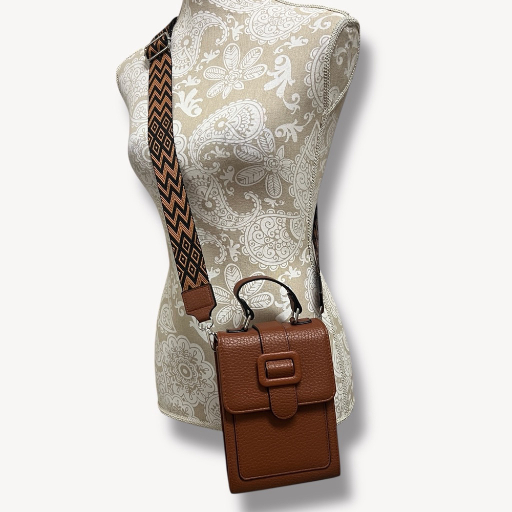 K Carroll Brown Phone Crossbody Bag Adjustable Strap Mini Organizer Purse - Picture 16 of 16